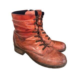 Dromedaris Kara Suede Ankle Boot Women 42/11 Red Distressed Leather Lace-Up Shoe